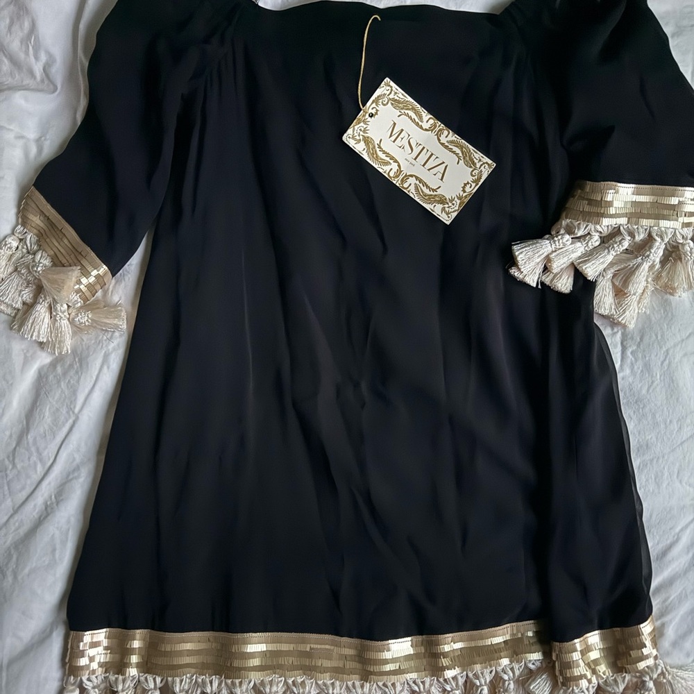 Halloween Flapper Black Cocktail Mini Dress Mestiza NWT
